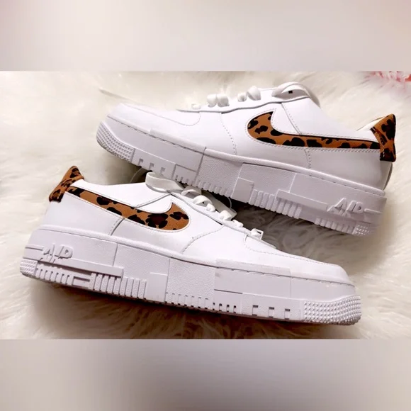 Nike Air Force 1 Low Pixel SE WMNS “White Leopard Print”  SIZE 9  LIKE NEW!! - Picture 6 of 11